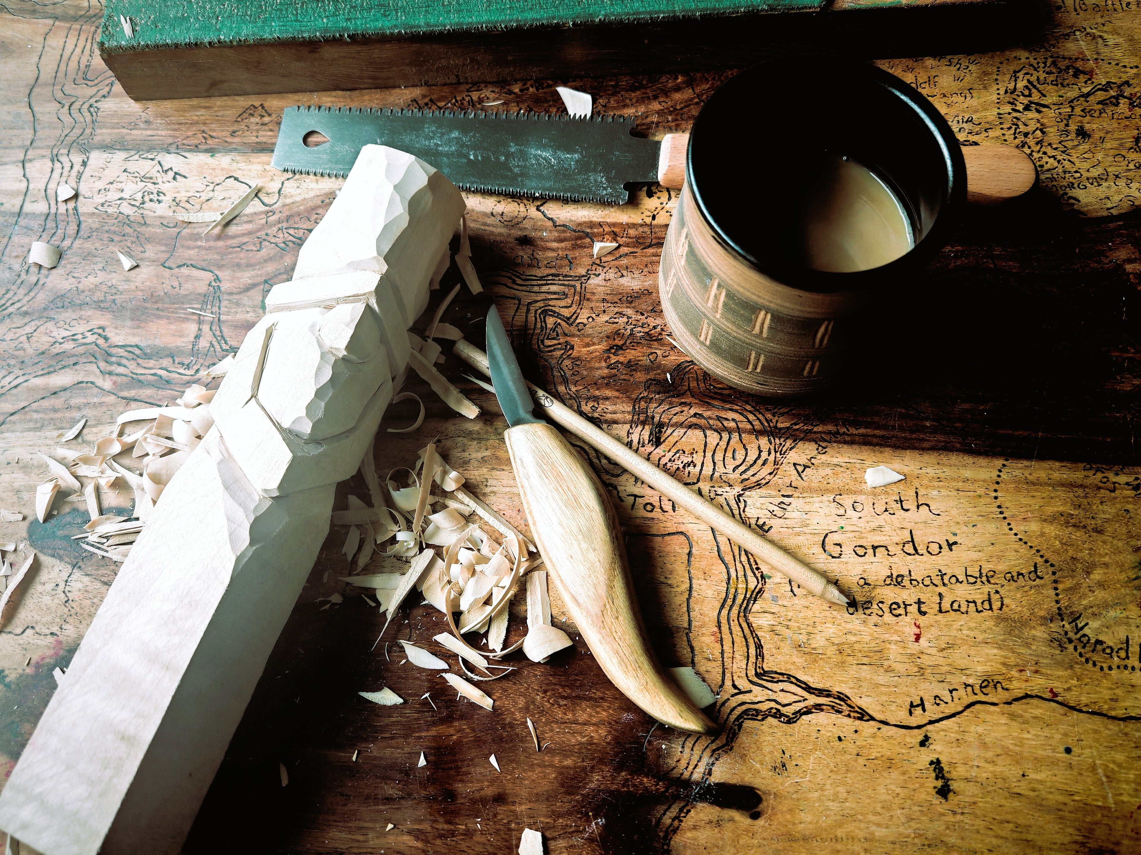 Hand-Carved Santa Claus Figure - Rustic Christmas Ornament. Personalised Figurine Mad of Alder Wood