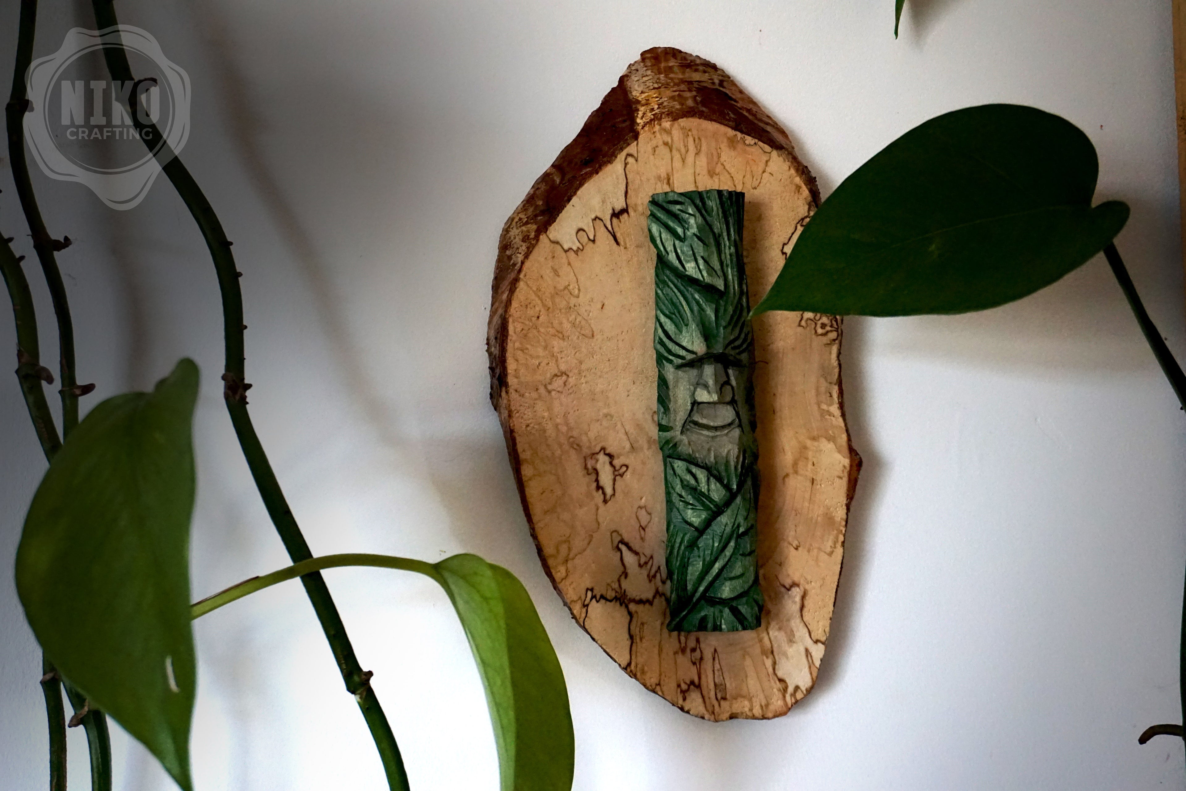 Hand-Carved Wood Spirit Wall Art - Rustic Decoration - Handmade Personalised Gift
