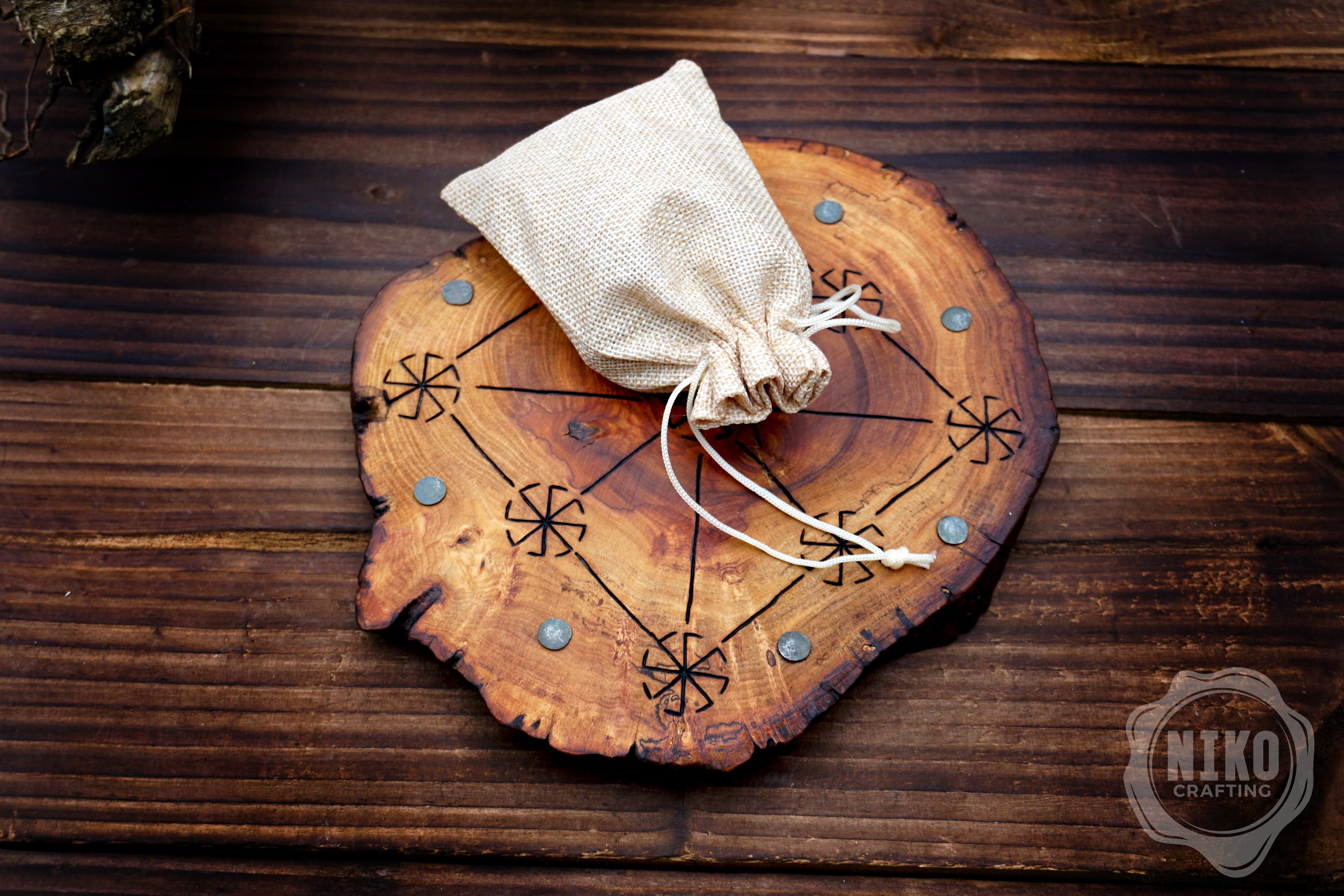 Three Men’s Morris – Handmade Wooden Board Game - Slavic Version - slavic swarga