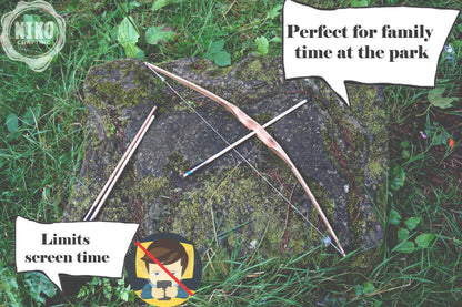 Personalized Small Wooden Bow and Arrows: Handcrafted Medieval Style Outdor Play, Costume