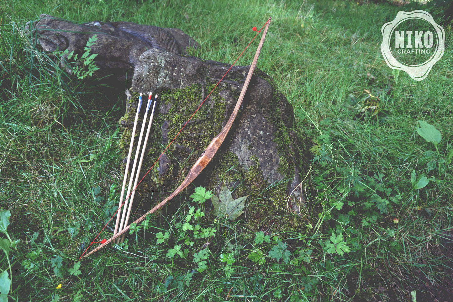 Handmade Wooden Large Bow with Arrows: Medieval Outdor Play - Personalized Gift