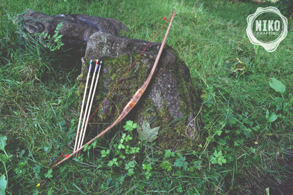 Handmade Wooden Large Bow with Arrows: Medieval Outdor Play - Personalized Gift