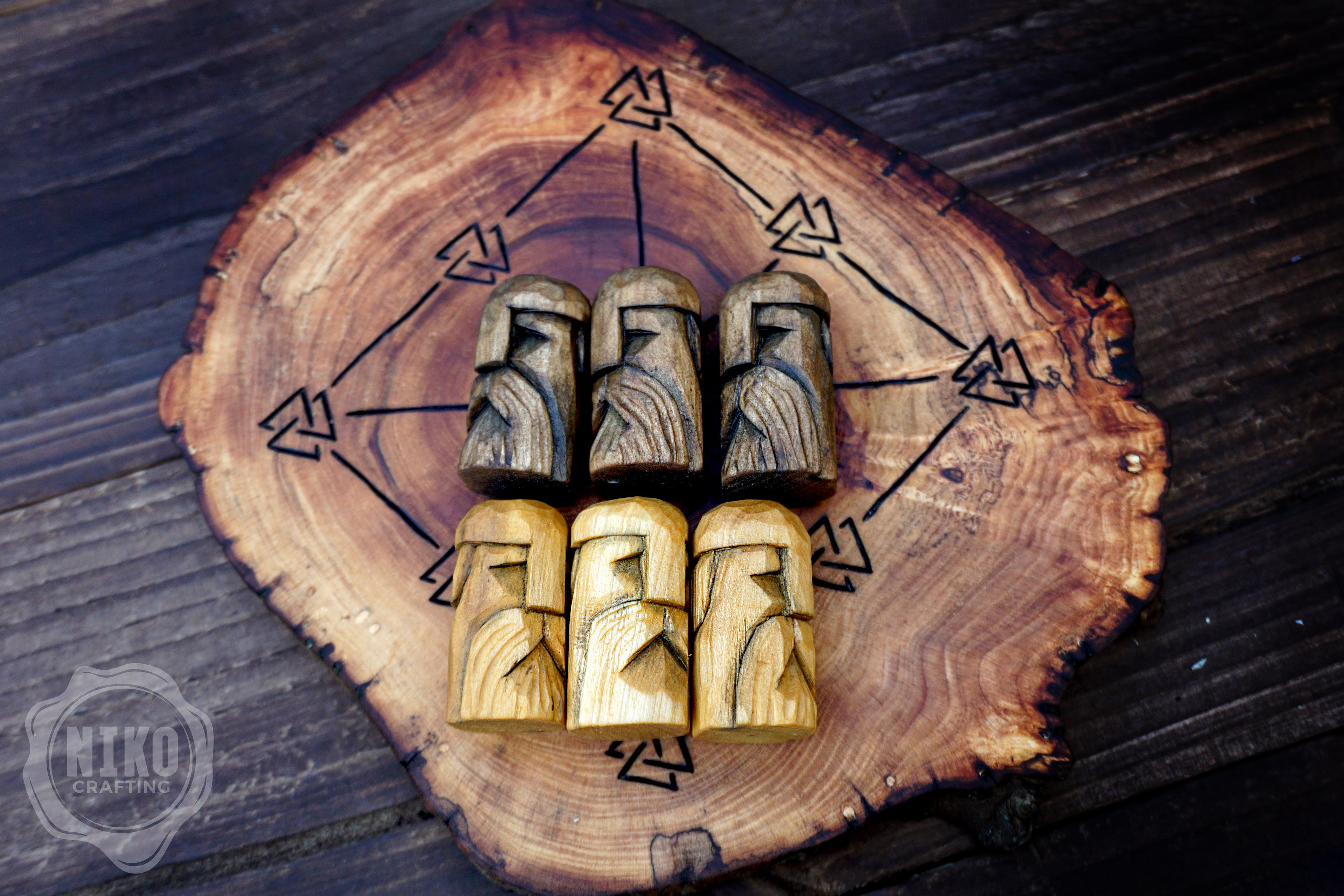 Three Men’s Morris – Handmade Wooden Board Game - Odin's Version