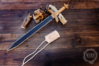 Wooden Viking Toy Sword with Leather Scabbard – Handmade, Personalised Toy - C