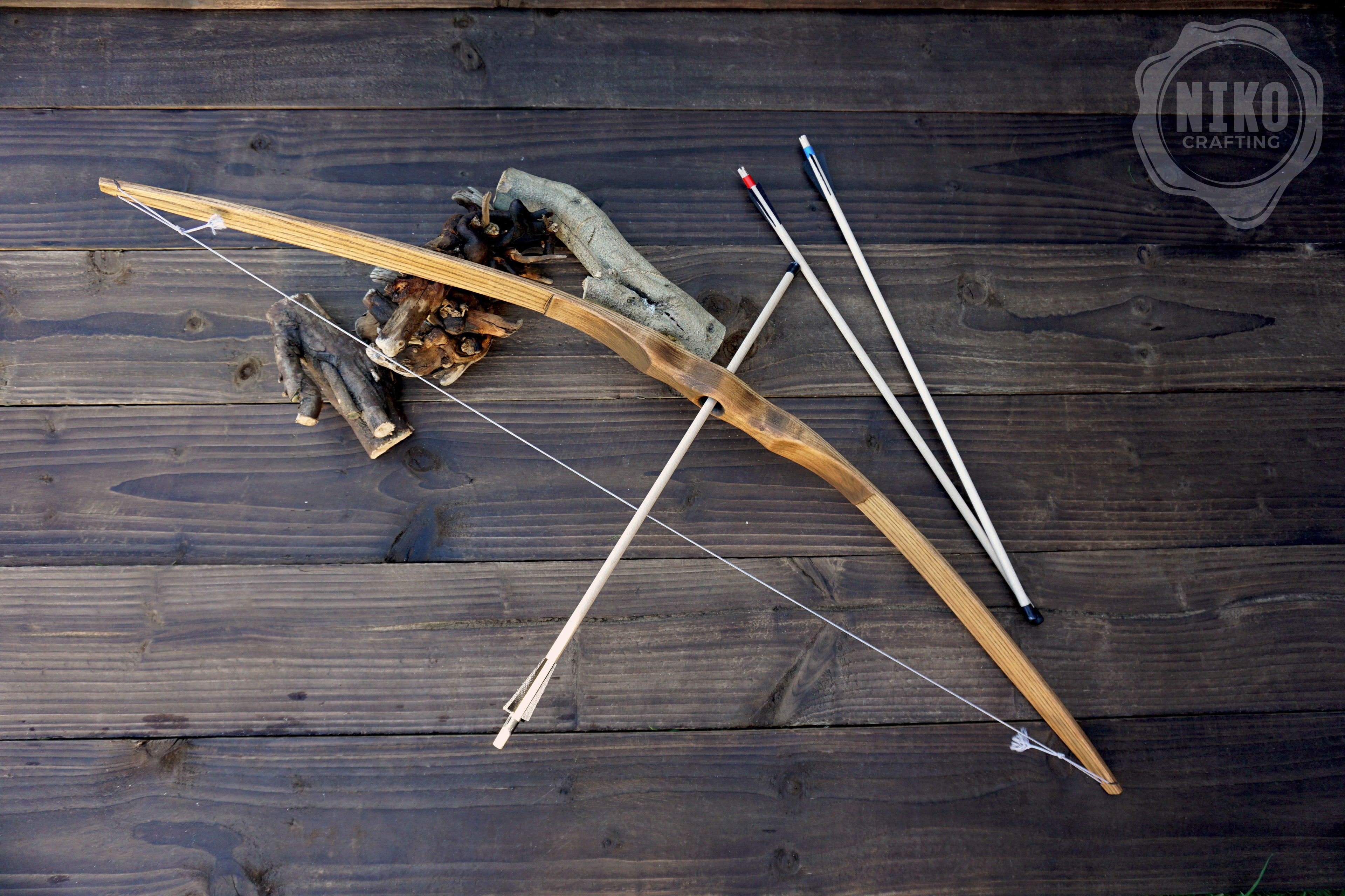 Large Wooden Bow and Arrows: Handmade, Personalized Gift