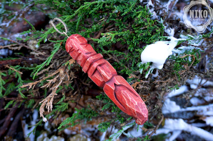 Hand-Carved Wooden Viking Ornament - Unique Personalized Rustic wall Decor: whittling dwarf, gnome, home spirit