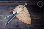 Wooden Viking Sword and Almond Shield - Handmade Personalised Toy - A