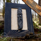 Hand - Carved Viking in Frame - Personalized Rustic Home Decoration – Handmade Wal Art - Black