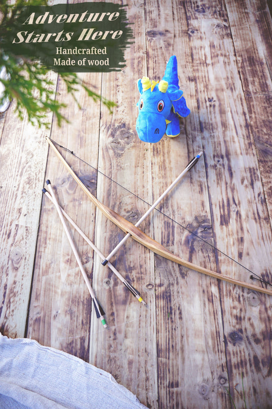 Personalized Small Wooden Bow and Arrows: Handcrafted Medieval Style Outdor Play, Costume