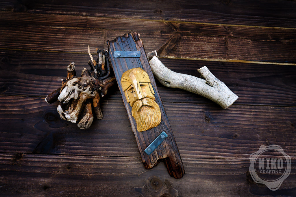 Hand-Carved Odin Wall Art- Rustic Viking Decoration. Personalised gift