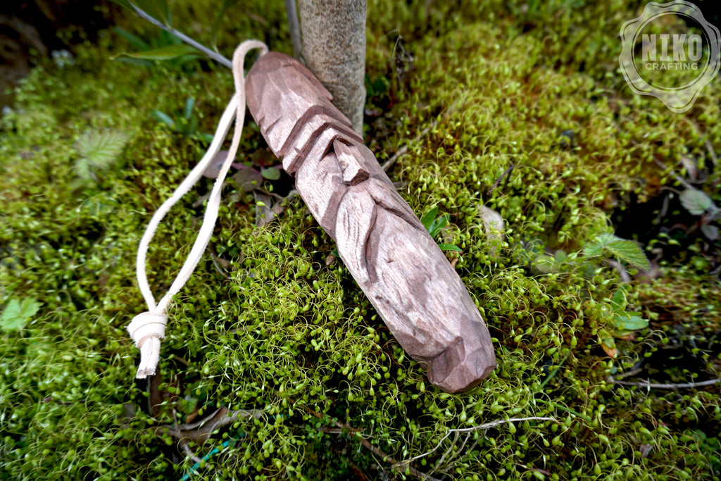 Hand-Carved Wooden Viking Ornament - Unique Personalized Rustic wall Decor: home spirit