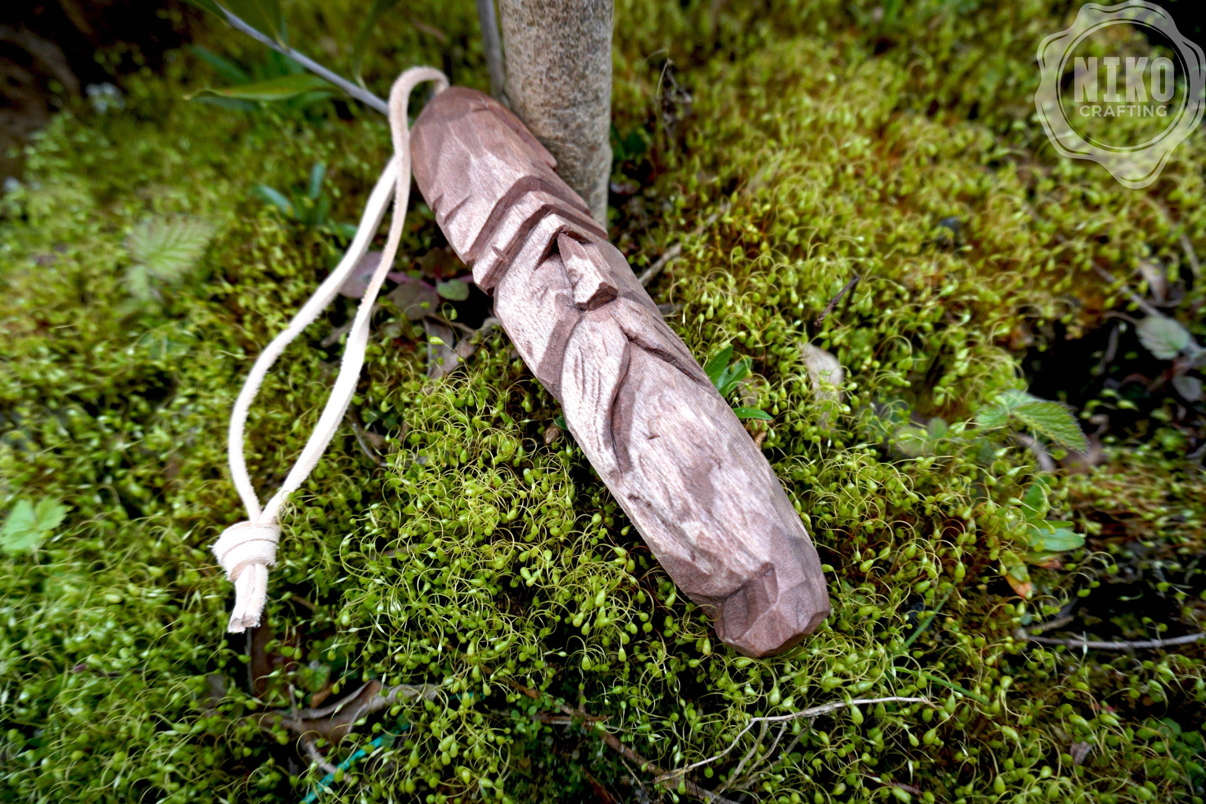 Hand-Carved Wooden Viking Ornament - Unique Personalized Rustic wall Decor: home spirit