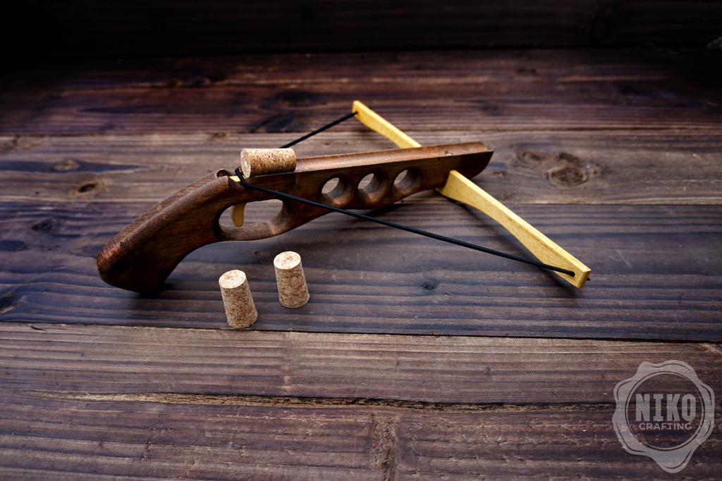 Wooden Cork-Crossbow and 3 corck: Handmade, Personalised Gift toy