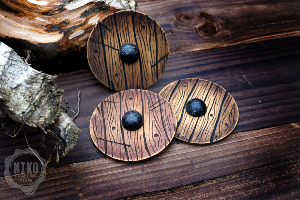 Wooden Fridge Magnet - Viking Round Shield: Hand-Carved,Personalised and Unique (a)