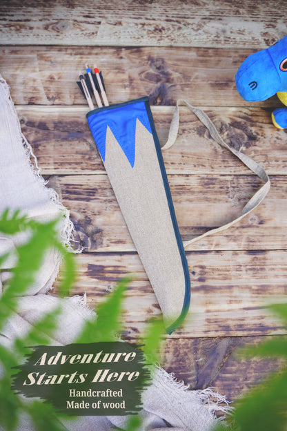 Handmade Toy Linen Quiver for Large Bow – Includes 3 Wooden Arrows