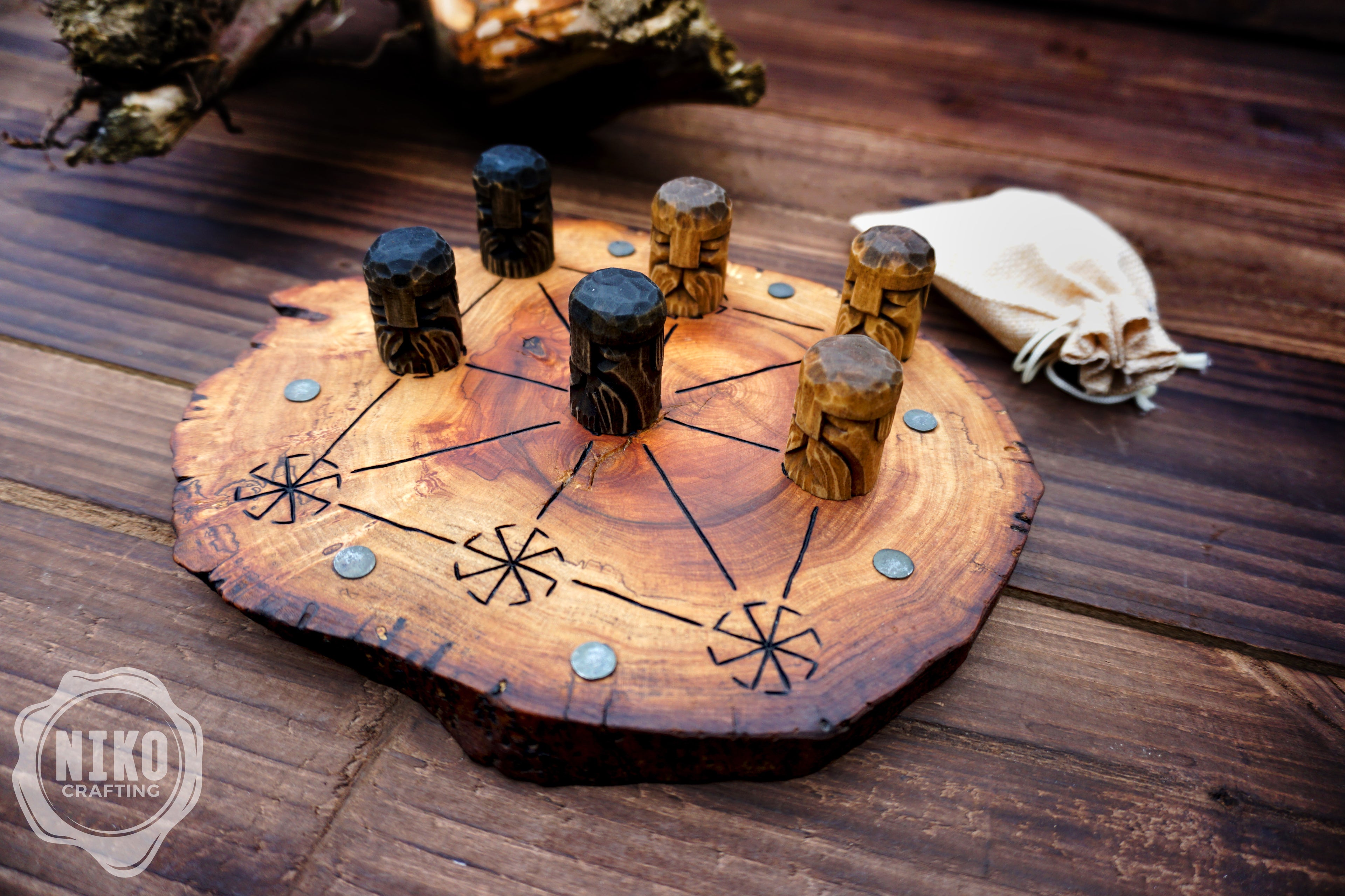 Three Men’s Morris – Handmade Wooden Board Game - Slavic Version - slavic swarga