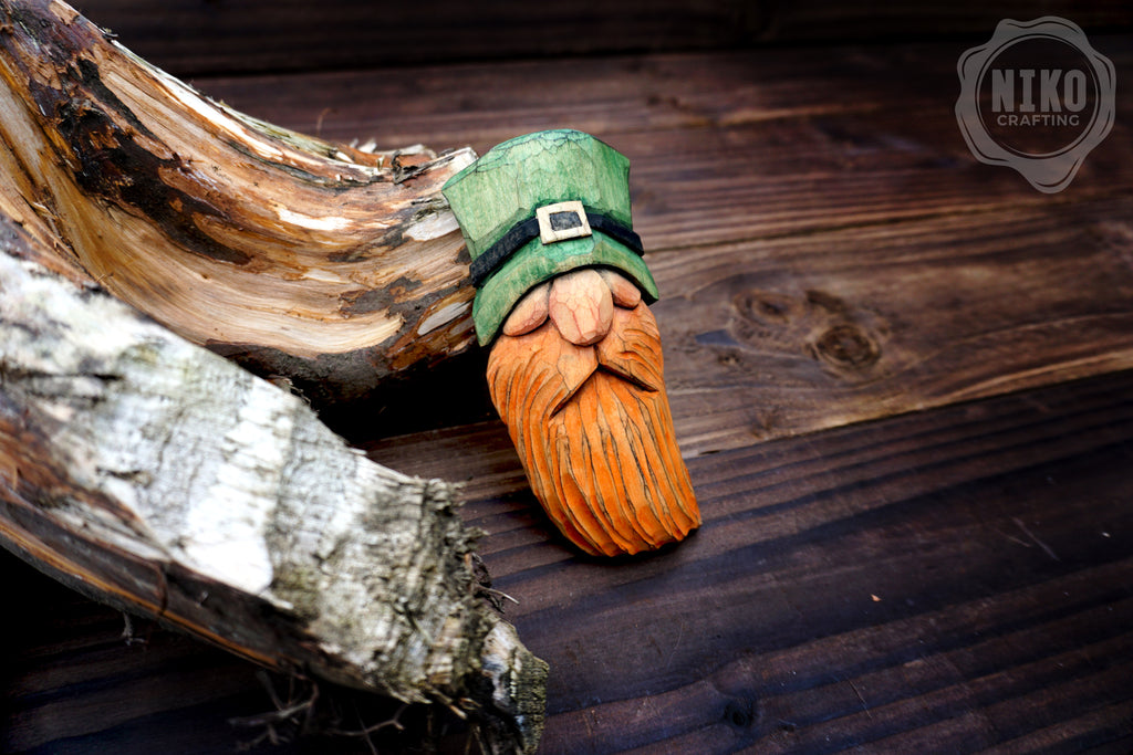 Hand-Carved Wooden Leprechaun, gnome - Personalized Hanging Home Decoration