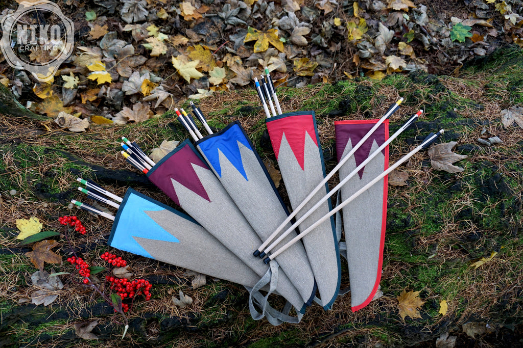 Handmade Toy Linen Quiver for Large Bow – Includes 3 Wooden Arrows