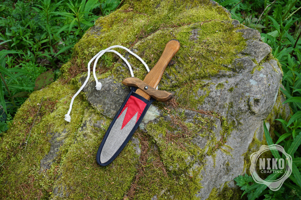 Small Wooden Toy Sword (Dagger) with scabbard - Handmade, Personalised gift
