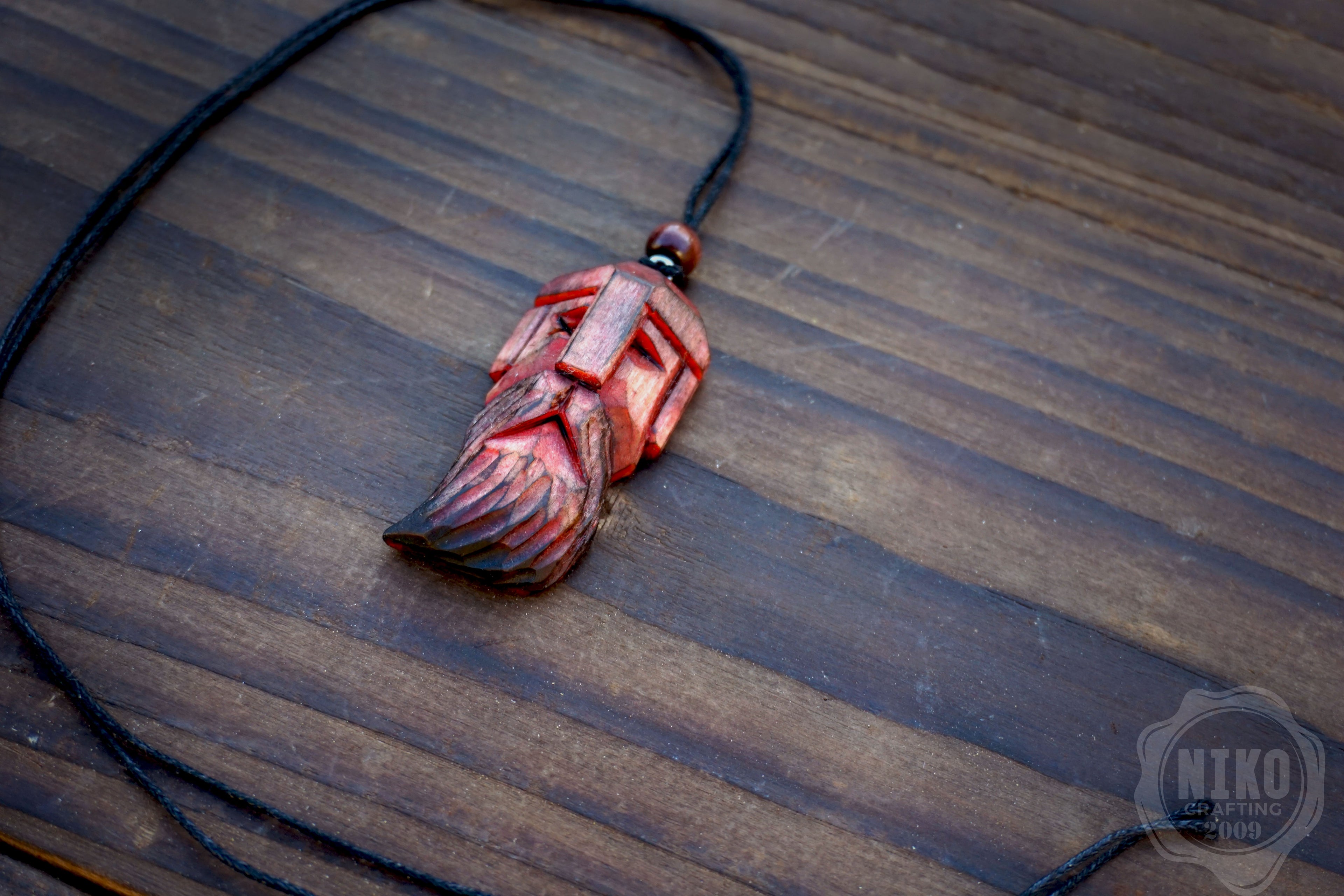 Hand-Carved Odin Pendant - Norse Jewellery. Wooden Viking Necklace - Personalized whittling gift.