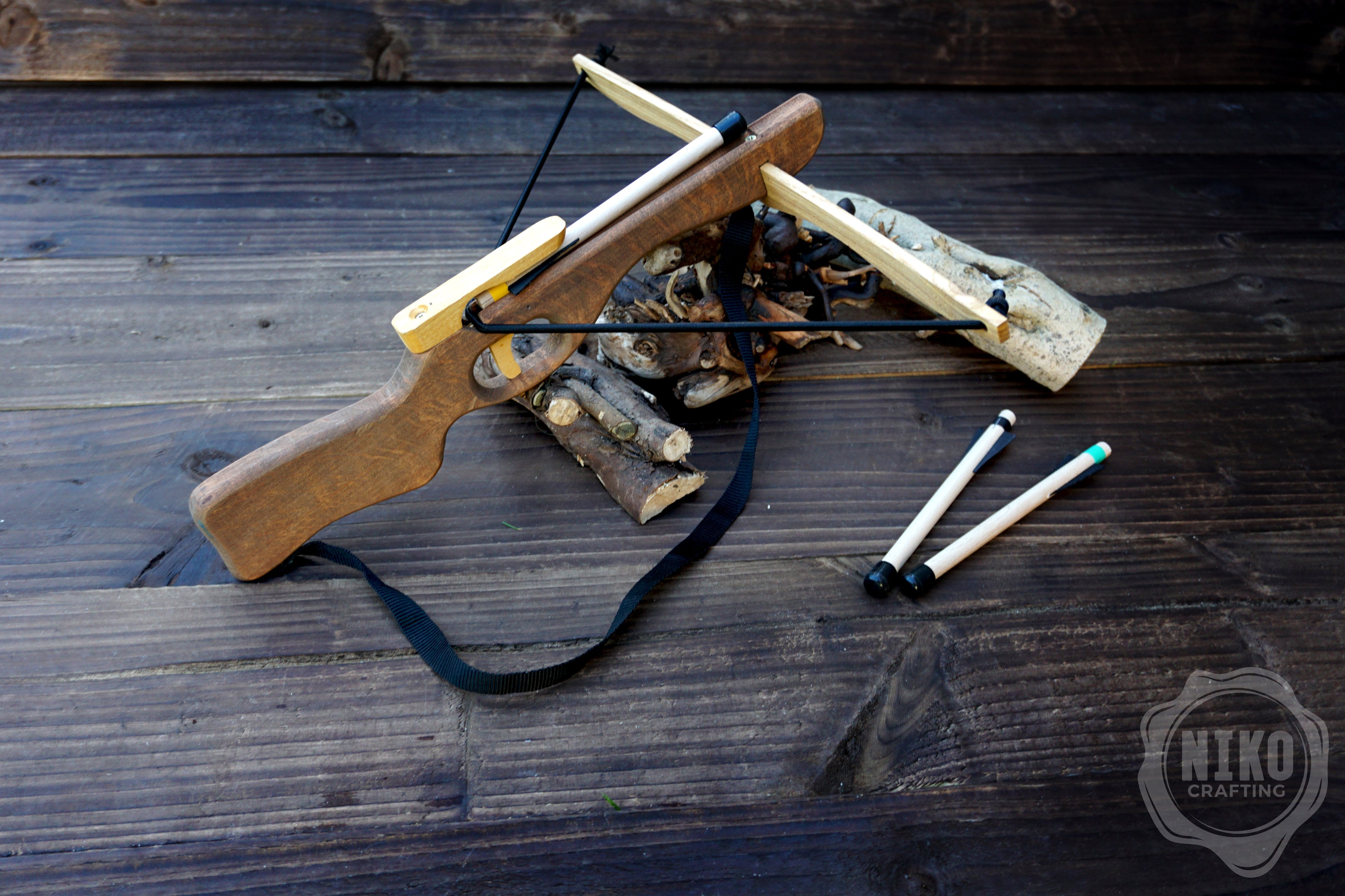 Small Wooden Crossbow and 3 Arrows: Handmade, Personalised Gift