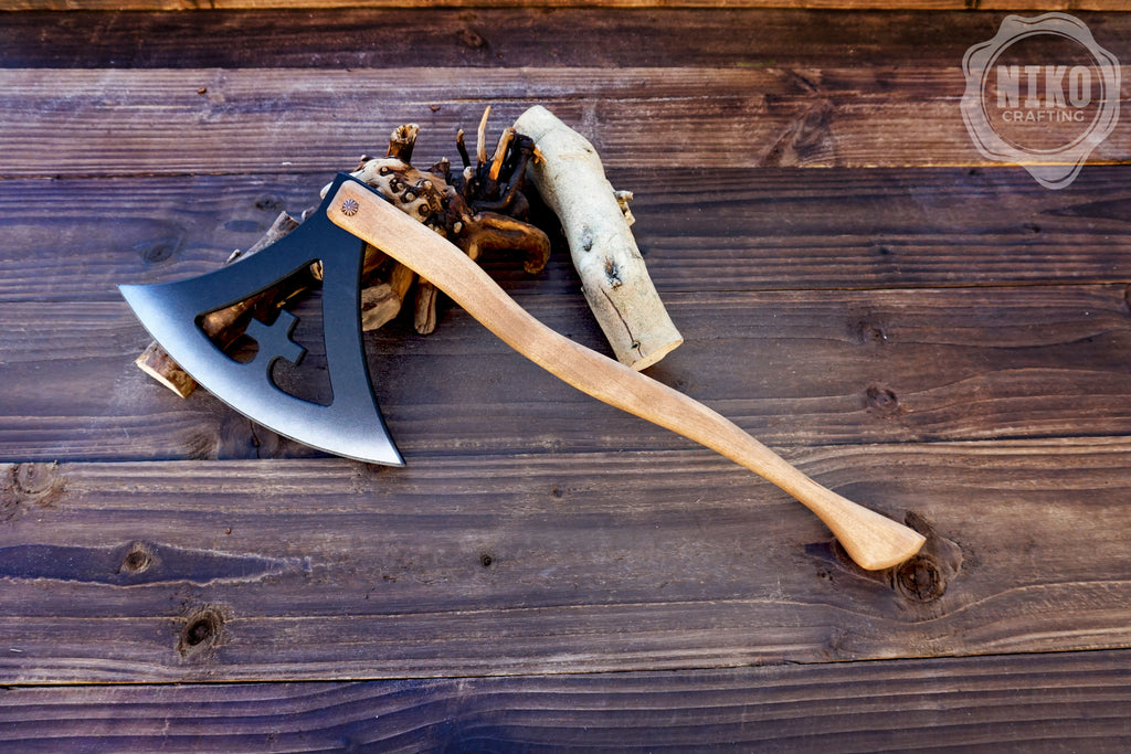 Wooden Viking Axe and Almond Shield - Gotland - Handmade Personalised Toy