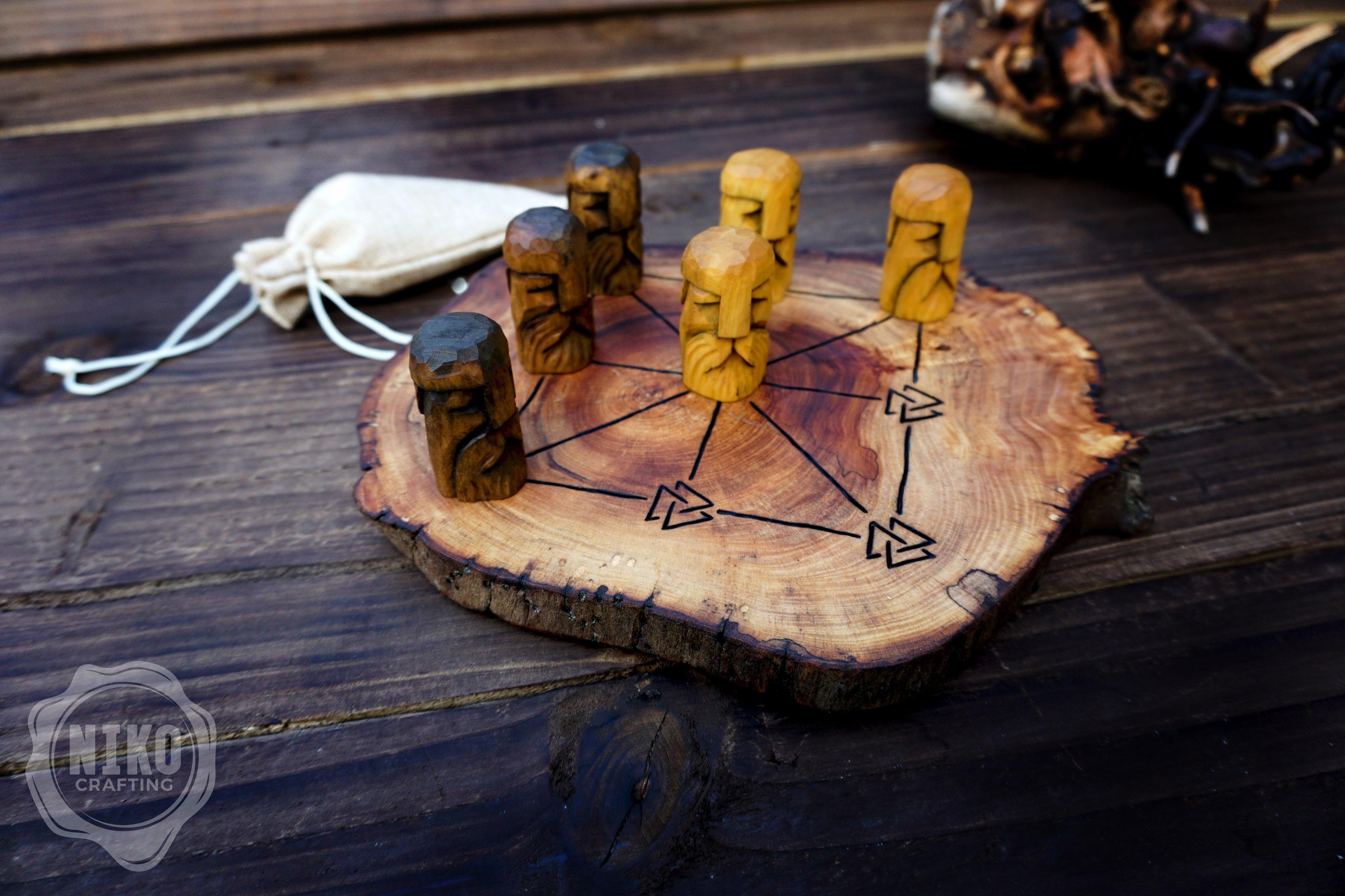 Three Men’s Morris – Handmade Wooden Board Game - Odin's Version