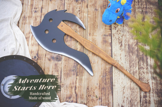 Wooden Large Fantasy Toy Axe - Personalised, Unique Gift.