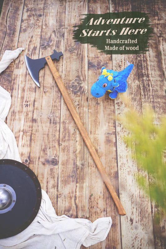 Wooden Medieval Toy Battle Axe – Viking Personalised, Unique Gift.