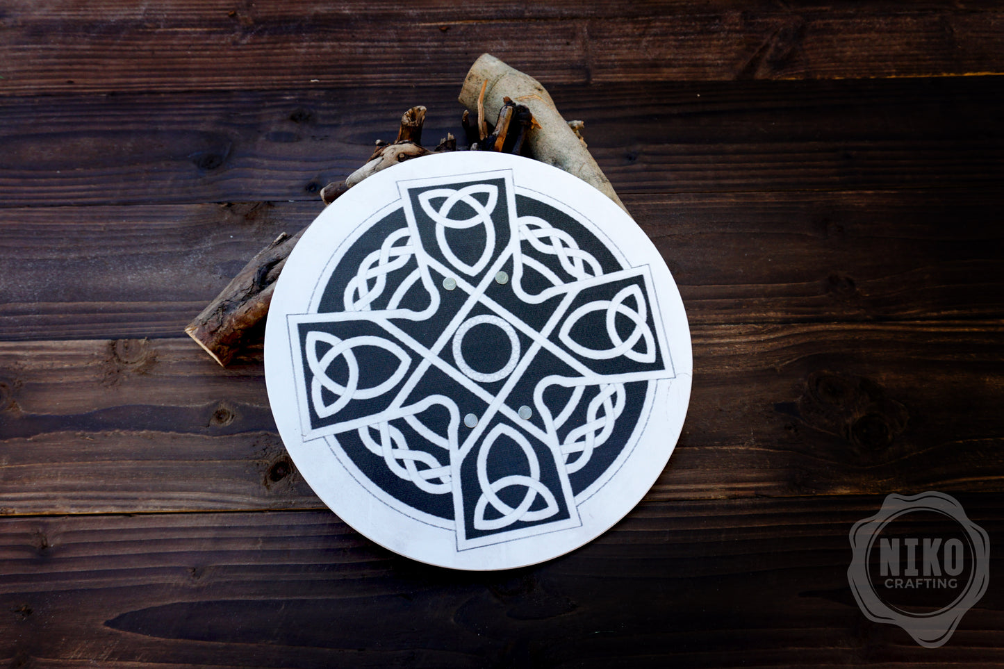 Wooden Small Toy Axe and Celtic cross Shield - Handmade, Personalised gift