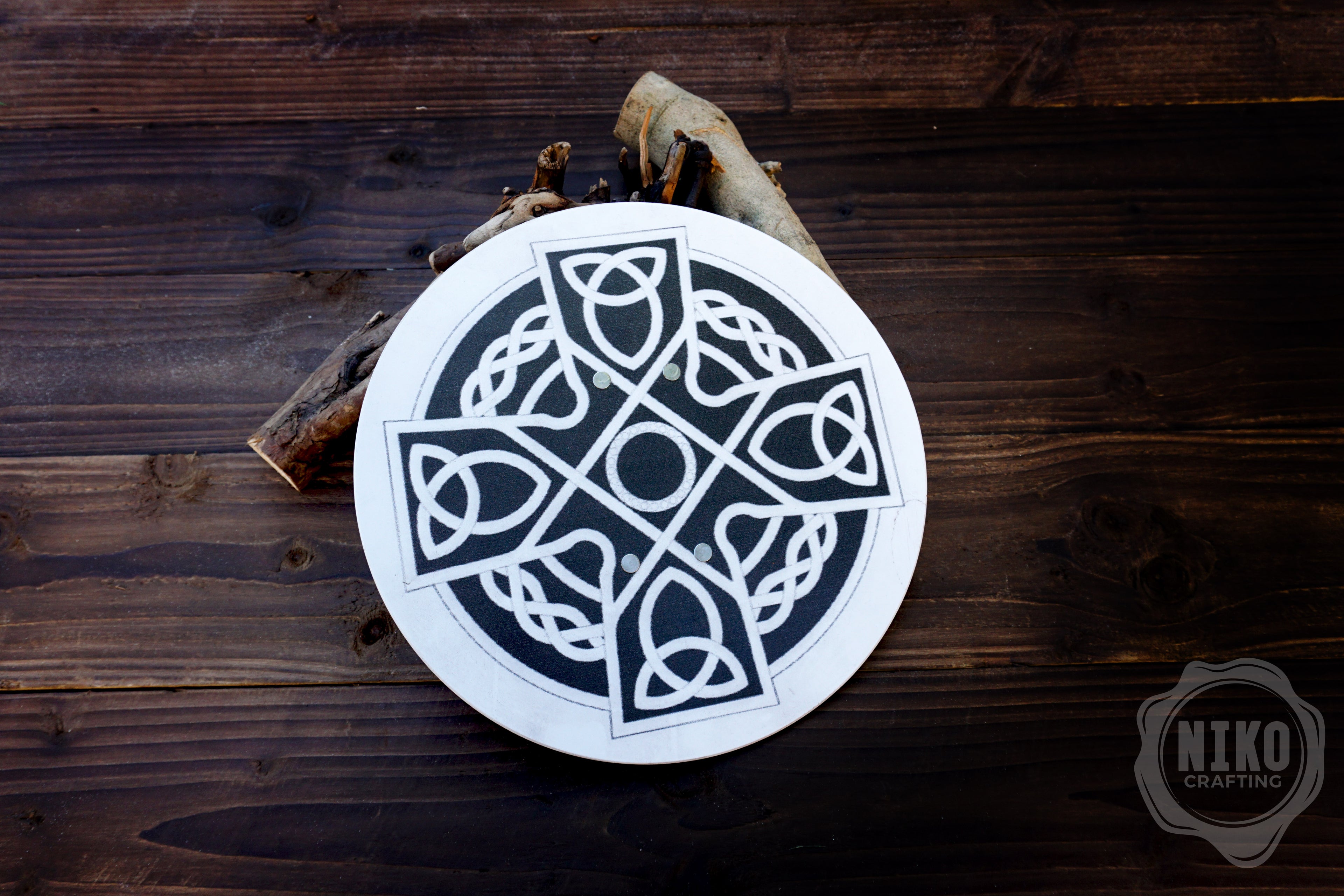 Wooden Viking Sword (langsax) and Shield (Cross) Toy Set: Handmade Personalised gift