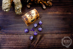 DnD Dice in Wooden Box - Pyrography: JRRT Bindrune - Hand-made, Personalized Dungeons and dragons Gift