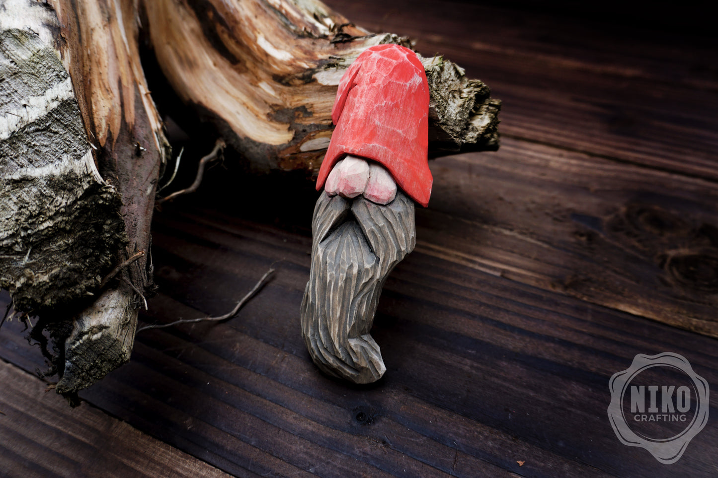 Hand-Carved Wooden Gnome Fridge Magnet – Personalized Rustic Home Décor - Basswood Dwarf figurine.