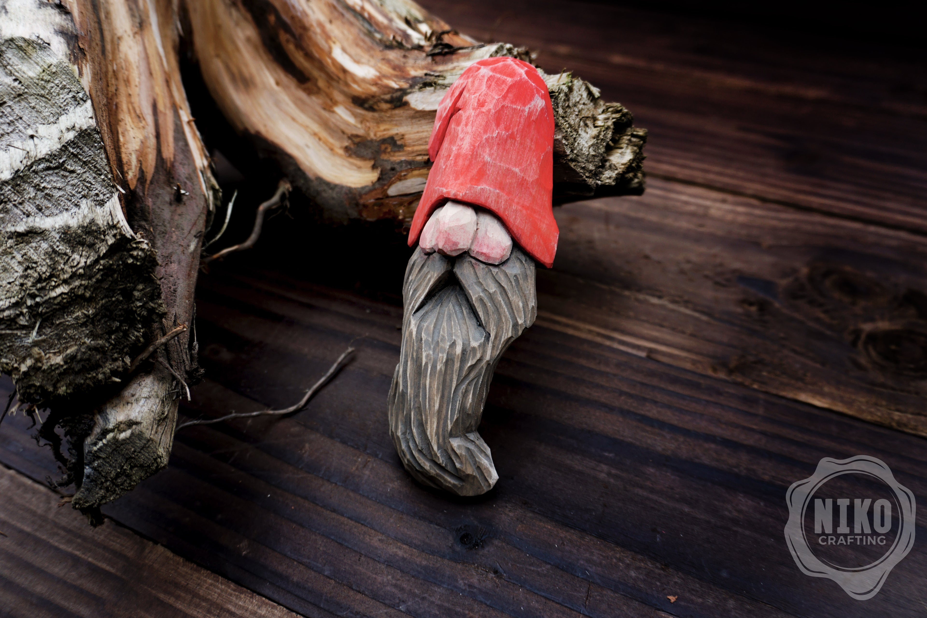 Hand-Carved Wooden Gnome Fridge Magnet – Personalized Rustic Home Décor - Basswood Dwarf figurine.