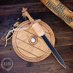 Wooden Toy Viking Sword and Round Shield Set: Handmade Personalised Gift - C