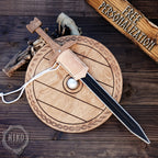 Wooden Toy Viking Sword and Round Shield Set: Handmade Personalised Gift - A