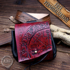 Handmade Viking Leather Belt Pouch: Vegvisir Embossing - Medieval, Pagan Hip-bag