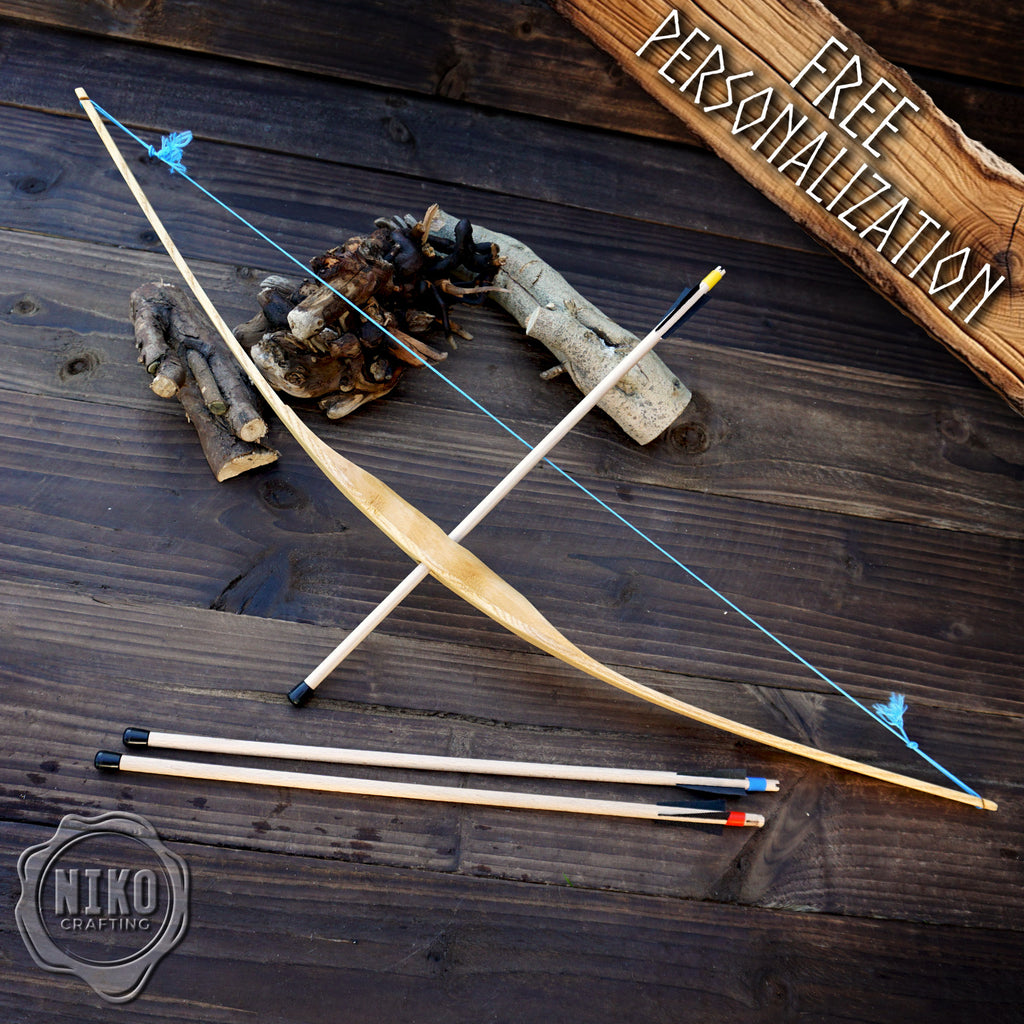 Small Wooden Bow and Arrows: Handmade, Personalised Gift