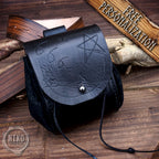 Handmade Leather Belt Pouch: Goth - Personalized Full Grain Leather. Gothic Hip-Bag