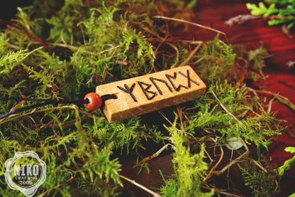 Child Protection - Personalised Viking Rune Talisman - Oak Wood Norse Charm Necklace - Incense and Pendant - Handmade Box