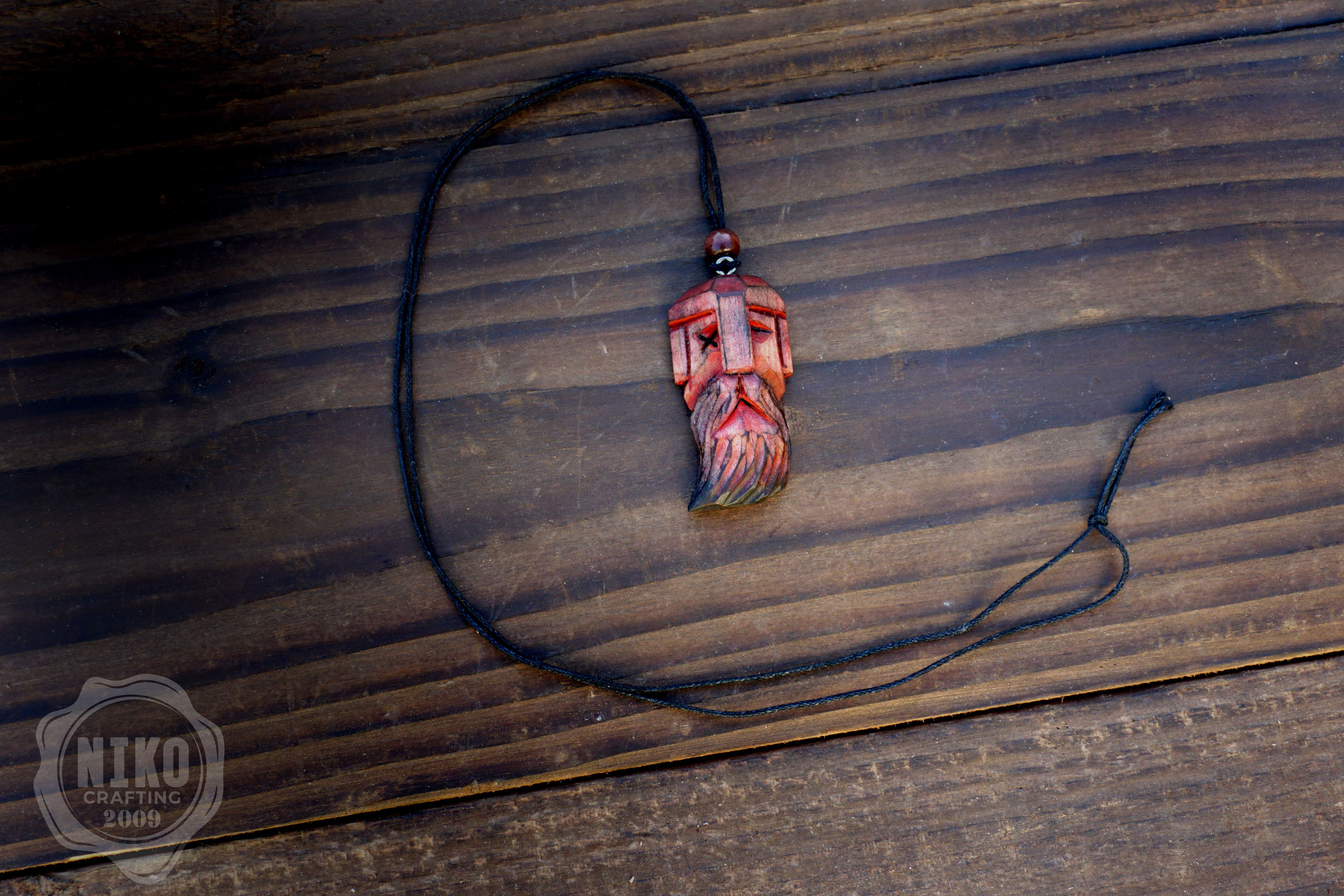Hand-Carved Odin Pendant - Norse Jewellery. Wooden Viking Necklace - Personalized whittling gift.
