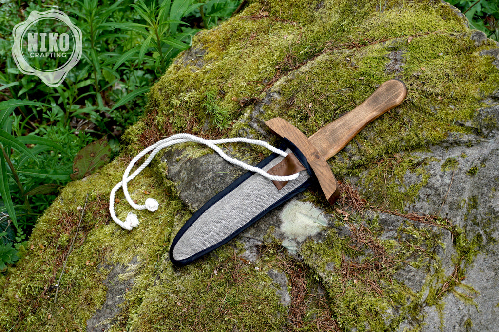 Small Wooden Toy Sword (Dagger) with scabbard - Handmade, Personalised gift