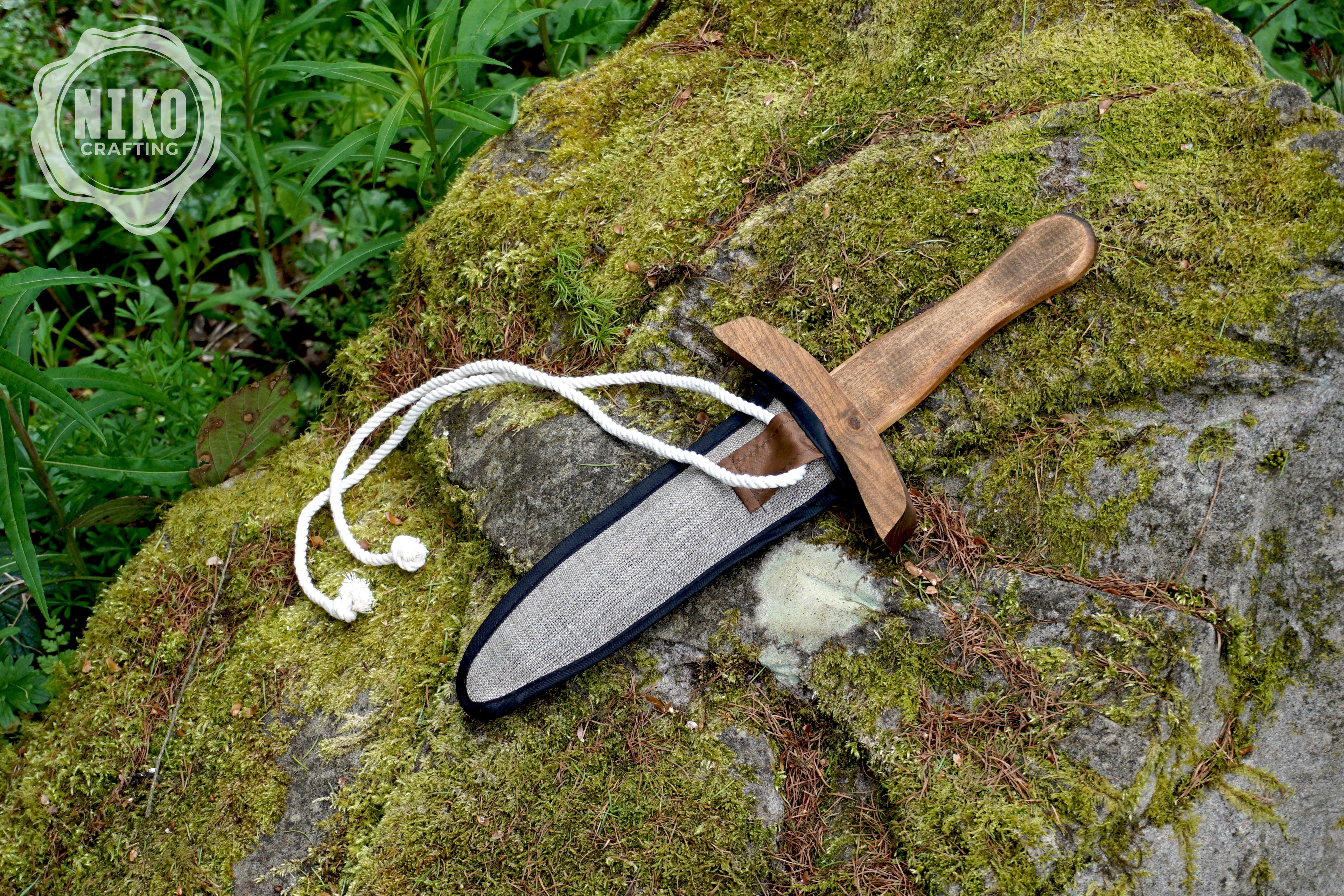 Small Wooden Toy Sword (Dagger) with scabbard - Handmade, Personalised gift