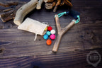 Slingshot and Felt Balls - Personalised, Handmade Catapult. Vintage Classic Toy