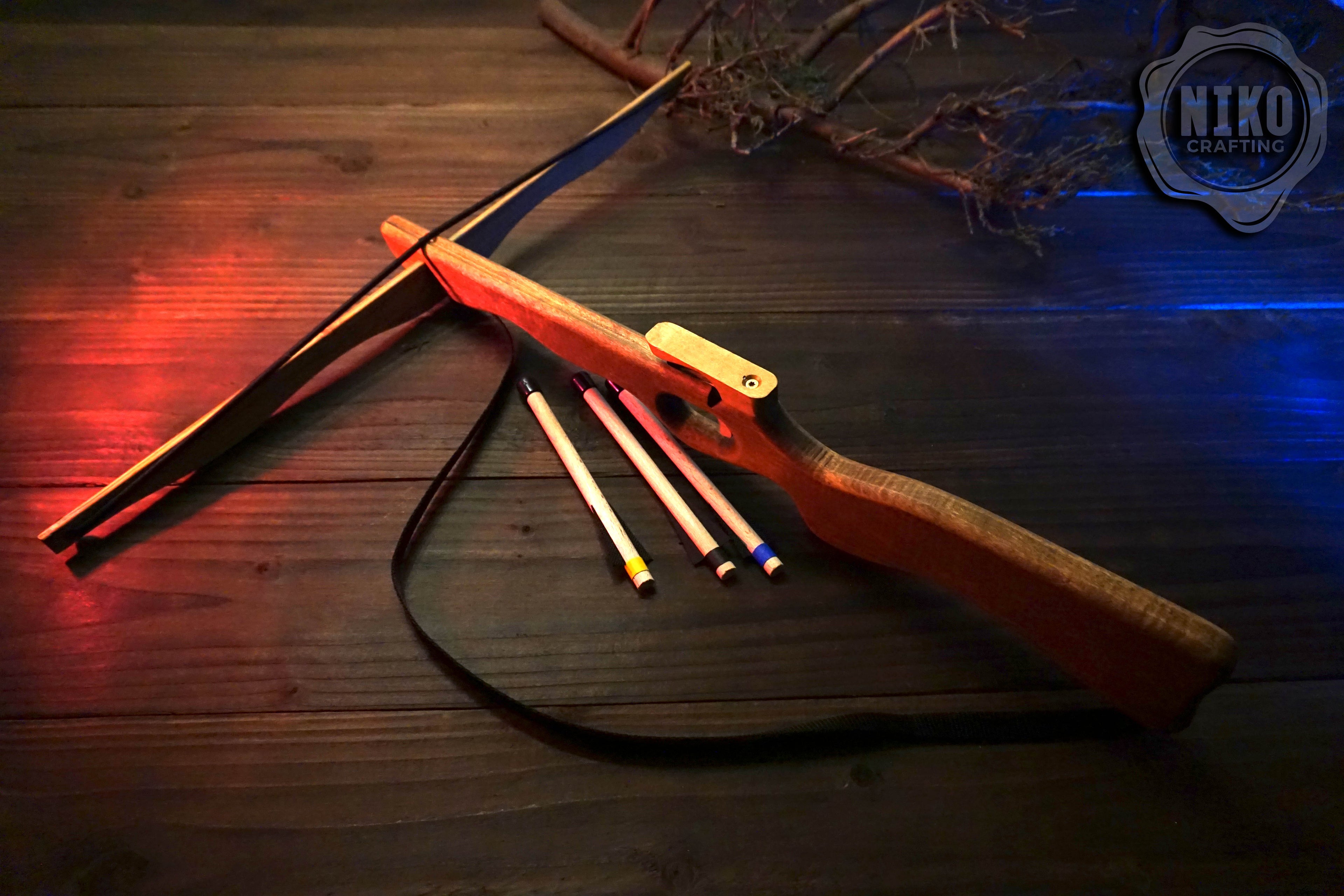 Large Wooden Crossbow and 3 Arrows: Handmade, Personalised Gift