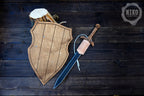 Wooden Toy Sword with Knight Shield and Scabbard - Personalised, handmade gift