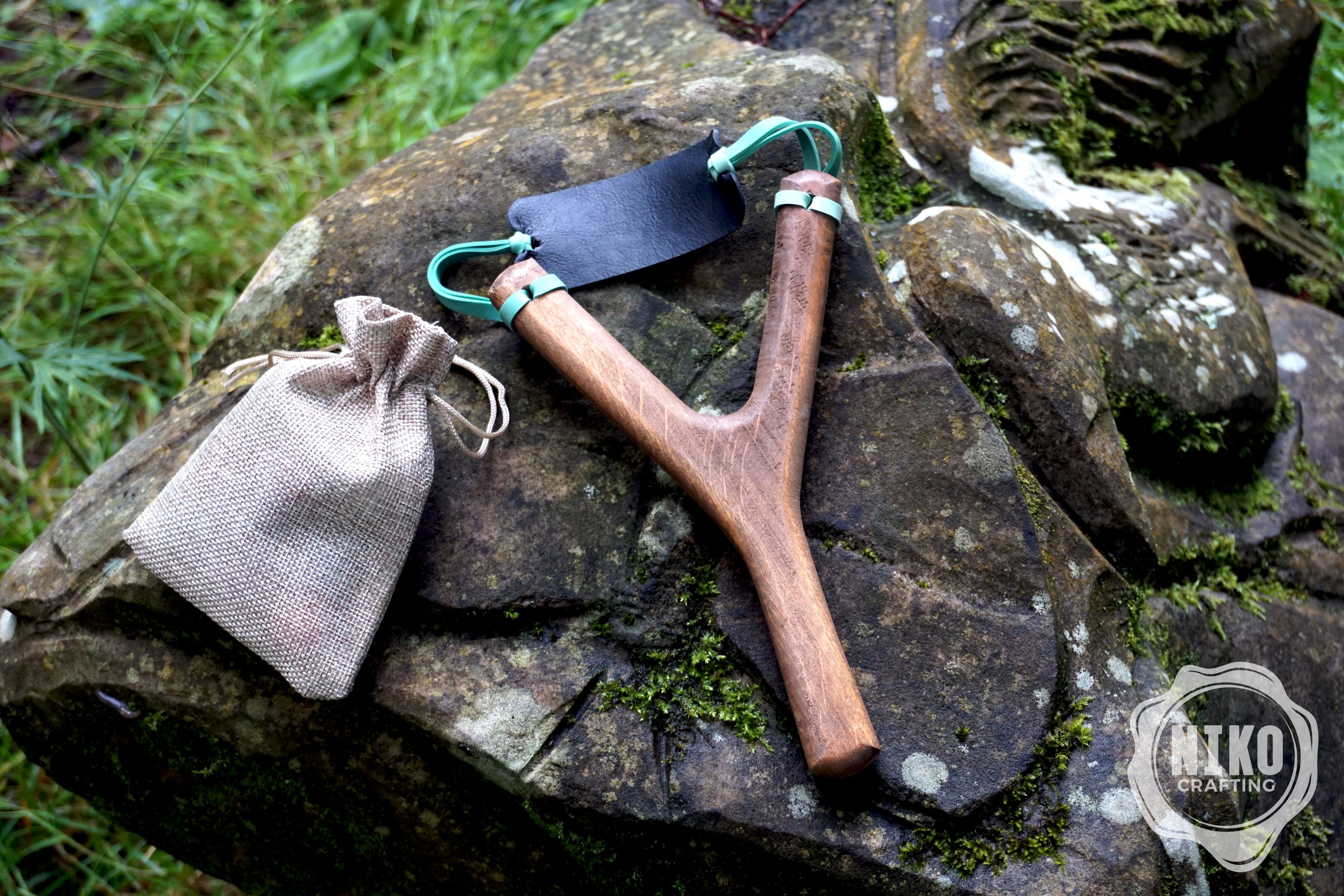 Slingshot and Felt Balls - Personalised, Handmade Catapult. Vintage Classic Toy