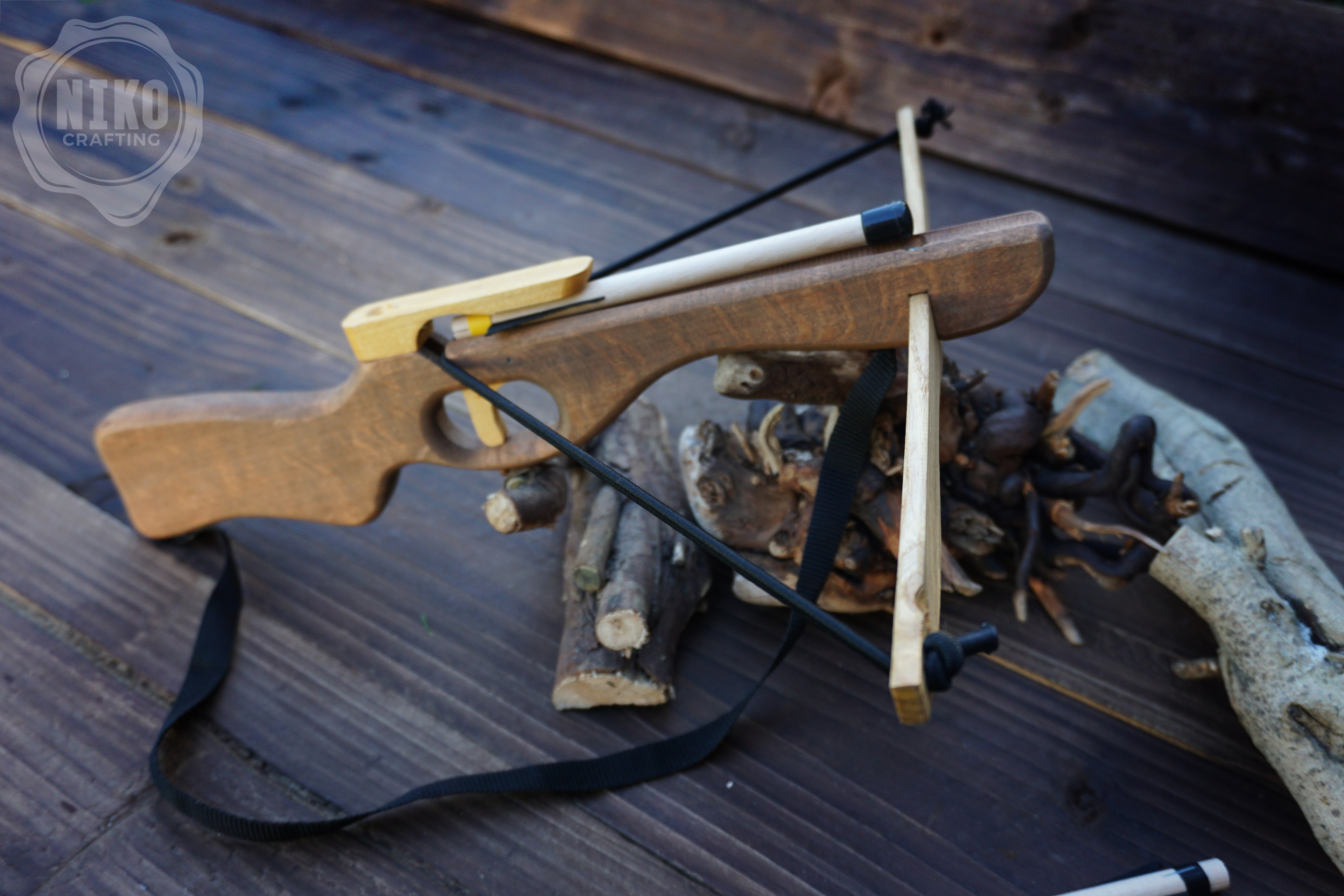 Small Wooden Crossbow and 3 Arrows: Handmade, Personalised Gift