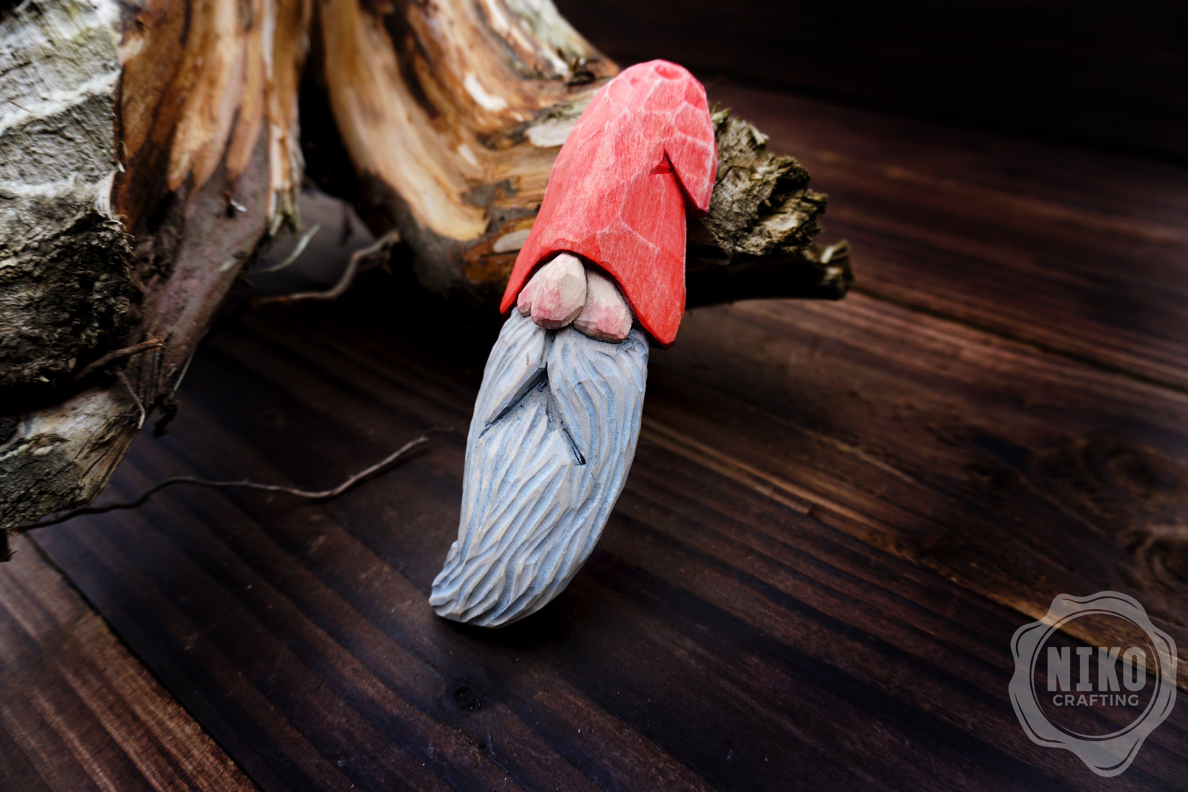 Hand-Carved Wooden Gnome Fridge Magnet – Personalized Rustic Home Décor - Basswood Dwarf figurine