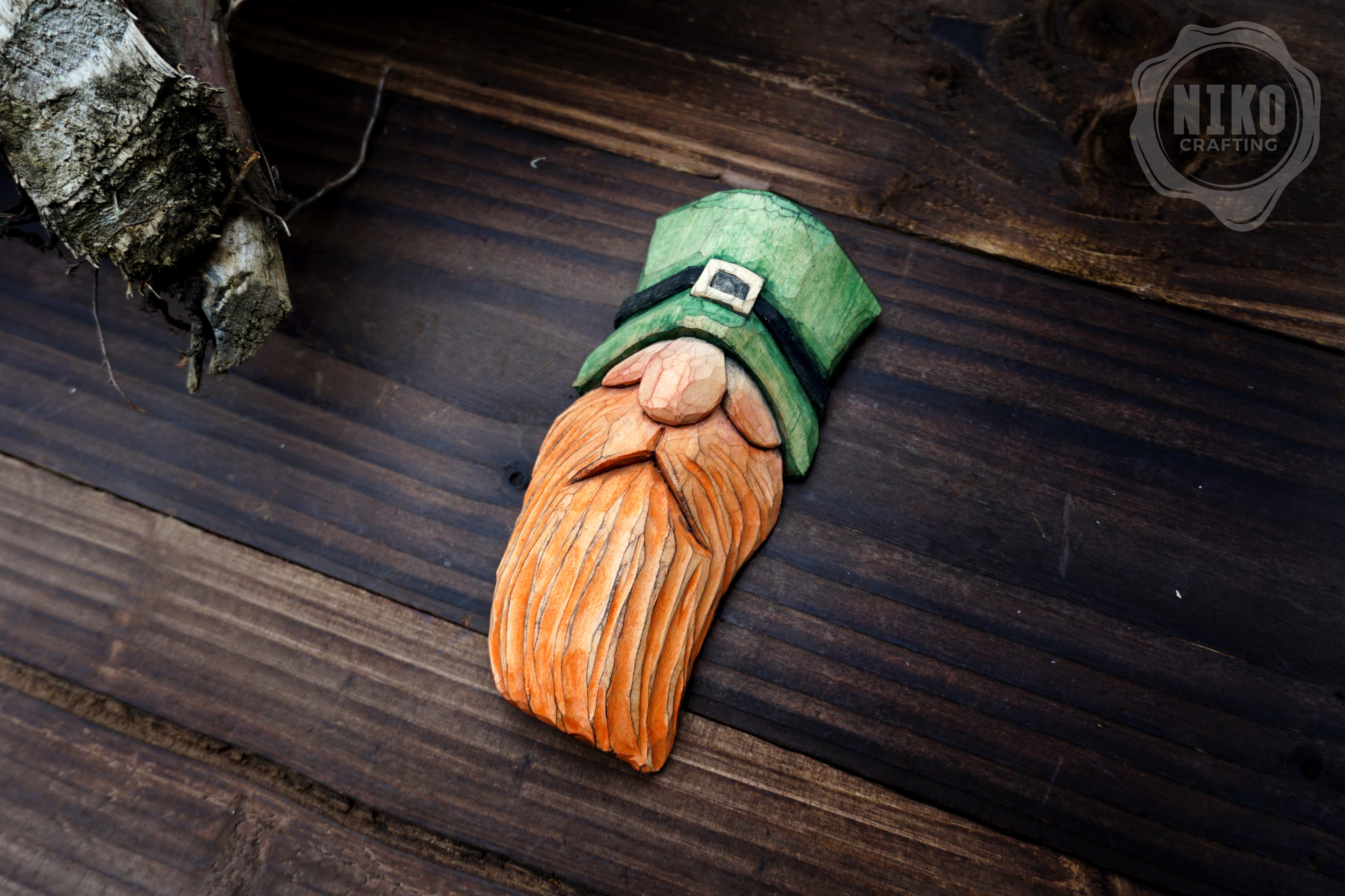 Hand-Carved Wooden Leprechaun, gnome - Personalized Hanging Home Decoration